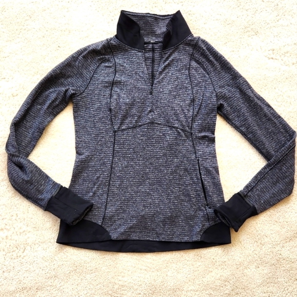 Lululemon Runderful 1/2 Zip Long Sleeve Pullover  Mini Check fitted Ribbed 8 - Picture 3 of 14
